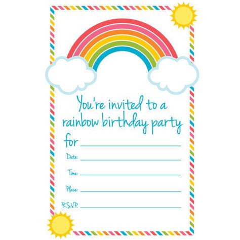 Free Printable Rainbow Birthday Invitations